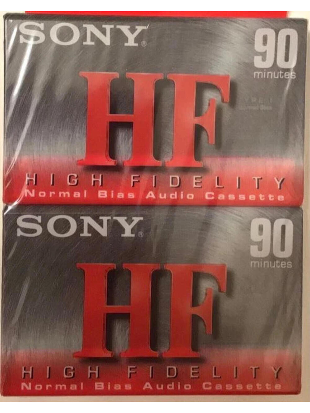 Sony HF 90 MIN High Fidelity Normal Bias Audio Cassette Tapes lot of 2 Sealed